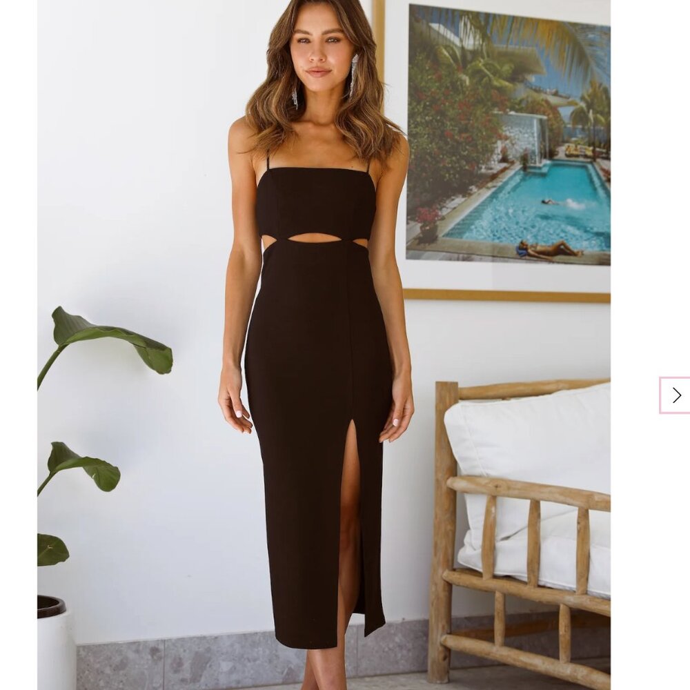 Hello Molly Swerve Through Midi Dress Black, Size S